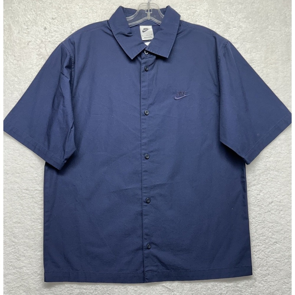 Nike Mens Size S Blue Club Woven Short Sleeve Button Up Shirt New (T9)